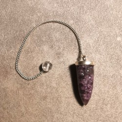 Lépidolite - Pendule monté en argent - 7ème chakra